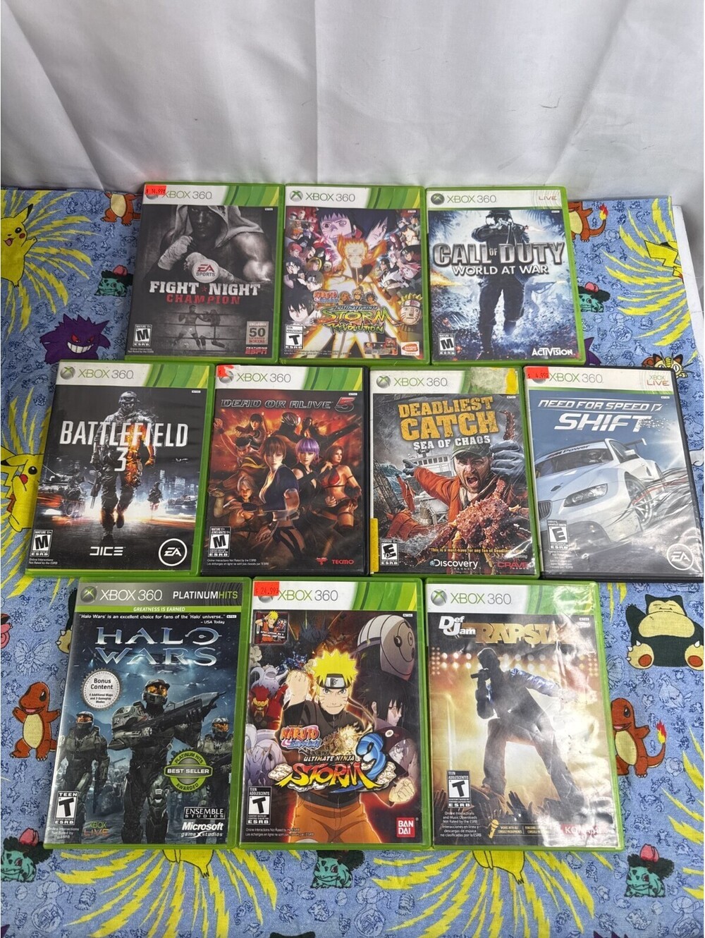 Xbox 360 Game Lot 10 COD Battlefield Naruto Halo & more
